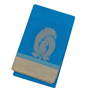 Light Blue Handloom Rasipuram Cotton Saree With Mango Buttas