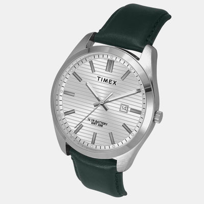 E Class Men Quartz Silver Dial Analog Leather Watch TWTG10407