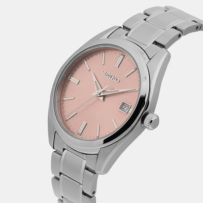 Dress Men Quartz Pink Dial Analog Stainless Steel Watch SUR523P1