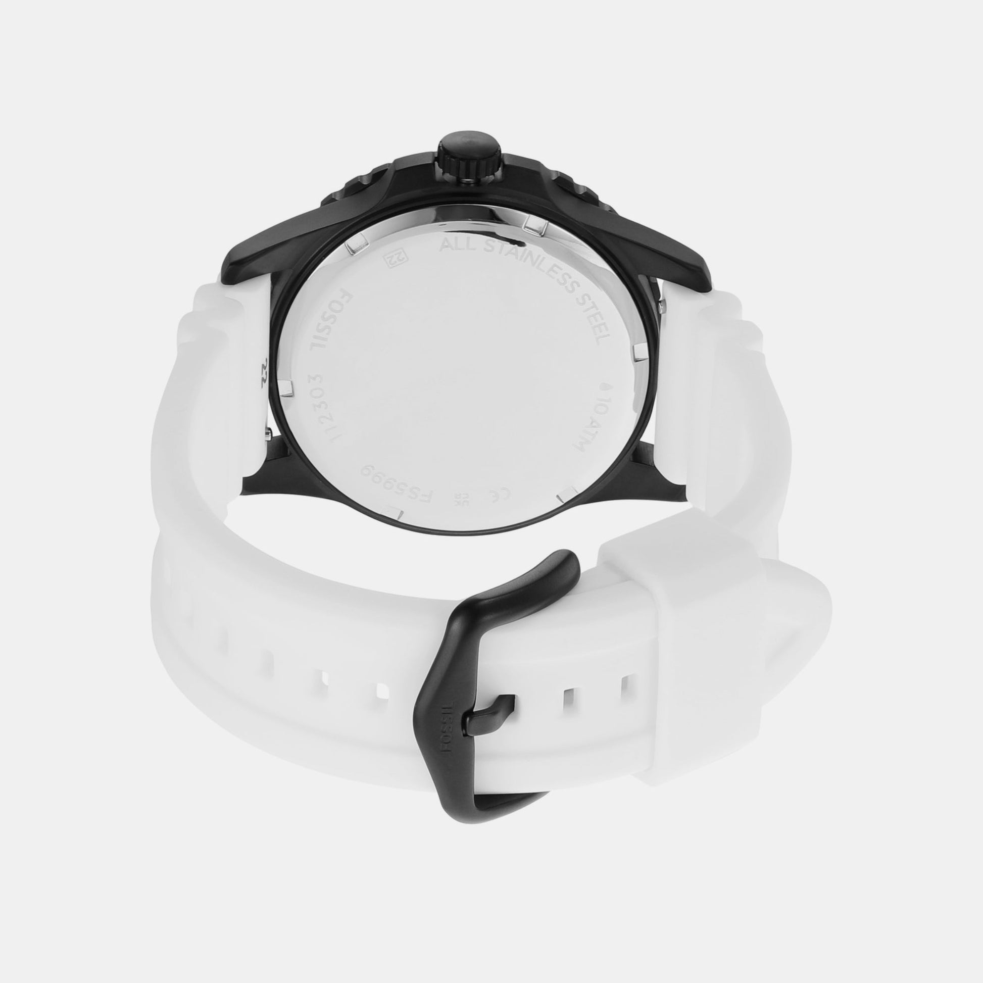 Fossil Blue Dive Men Quartz White Dial Analog Silicone Watch FS5999