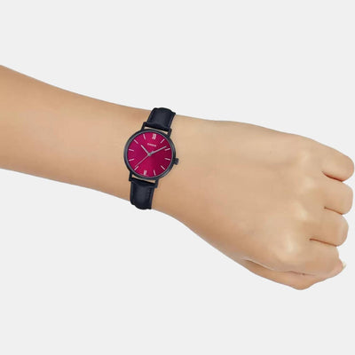 Enticer Women Quartz Pink Dial Analog Leather Watch A2003