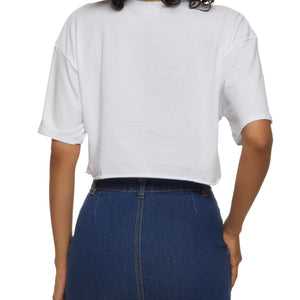 Amour Rhinestone Cropped Graphic Patch Tee