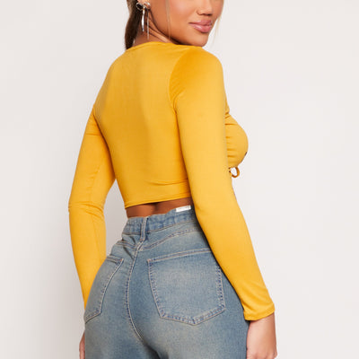 Graphic Double Tie Front Crop Top