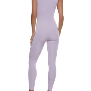 Solid Mock Neck Zip Front Sleeveless Catsuit