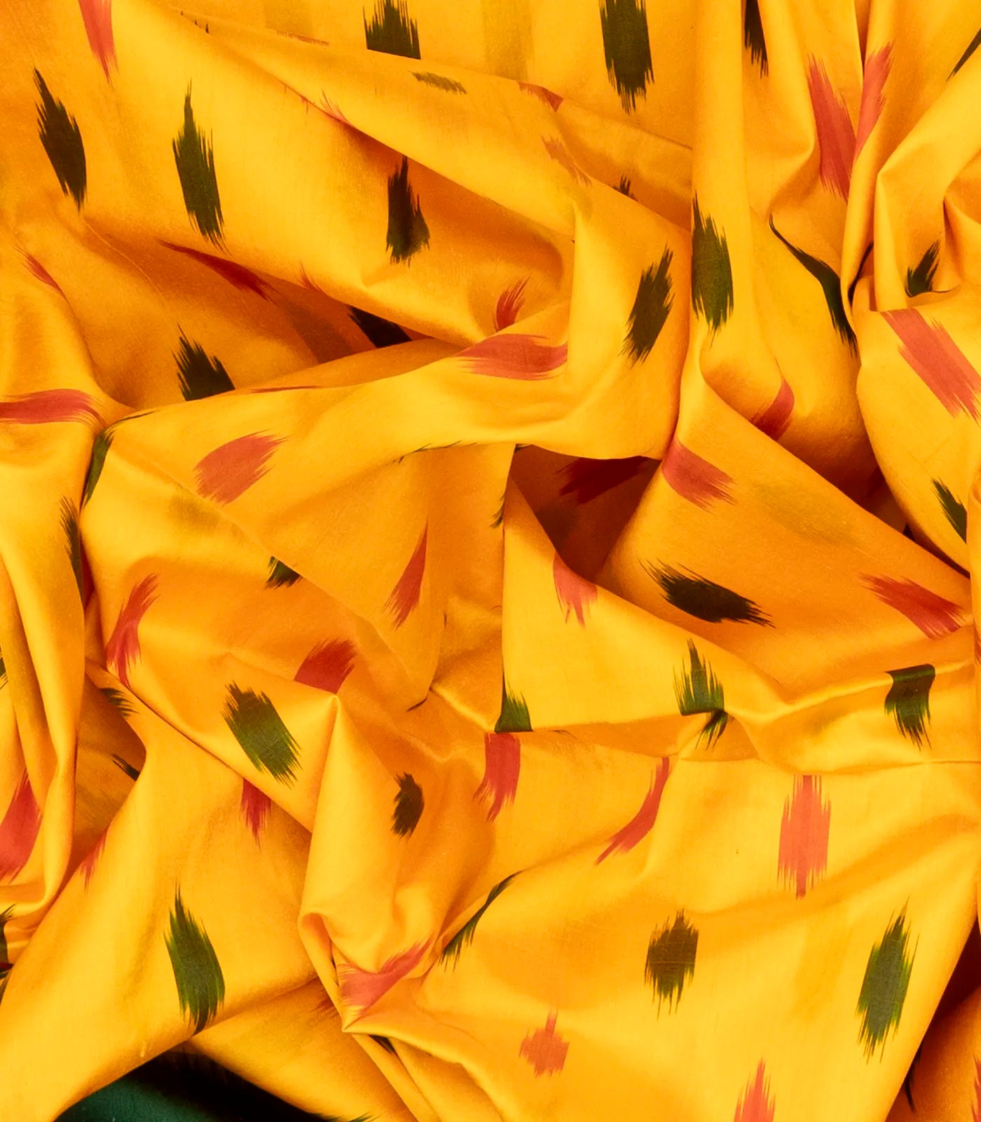 Yellow Handloom Ikat Silk Saree With Triangle Motifs