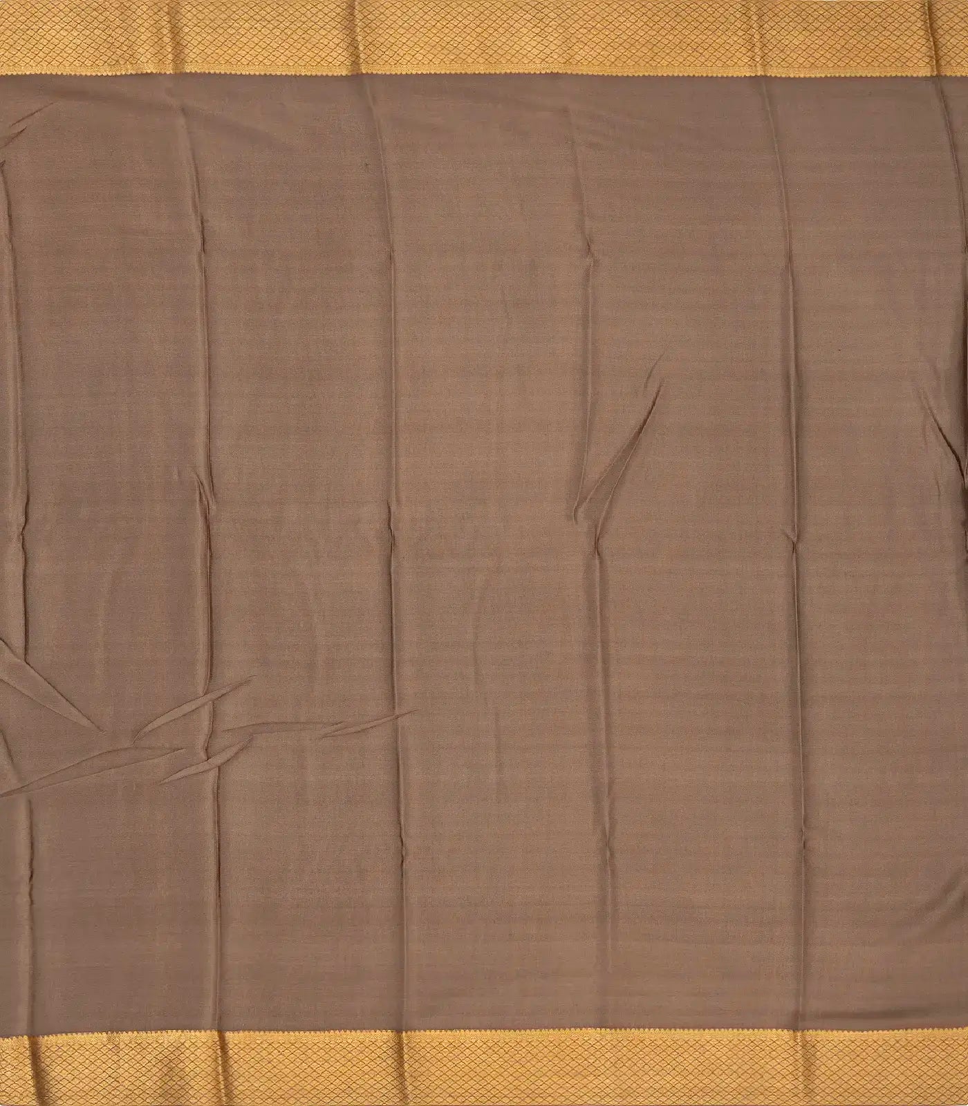 Beige Mysore Crepe Silk Saree With Floral Jaal Zari Motifs