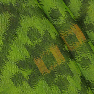 Ikat Silk Cotton Parrot Green Saree