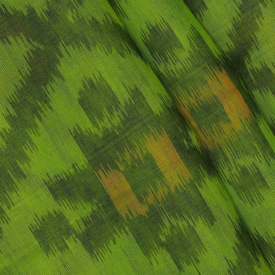 Ikat Silk Cotton Parrot Green Saree