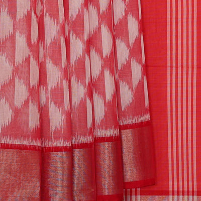 Ikat Silk Cotton Red Saree