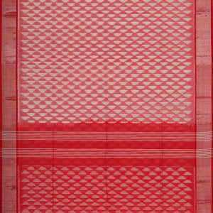 Ikat Silk Cotton Red Saree