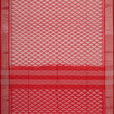 Ikat Silk Cotton Red Saree