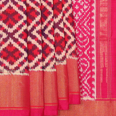 Ikat Silk Dark Magenta Saree