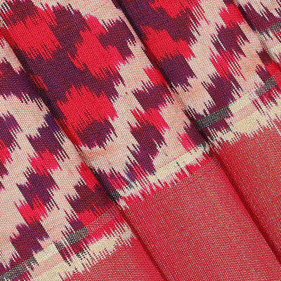 Ikat Silk Dark Magenta Saree