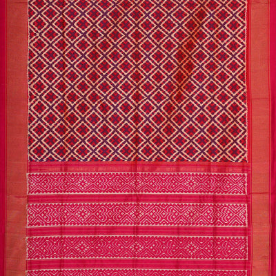 Ikat Silk Dark Magenta Saree