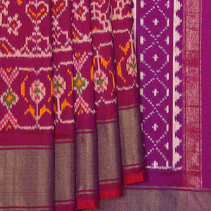 Ikat Silk Dark Red Saree