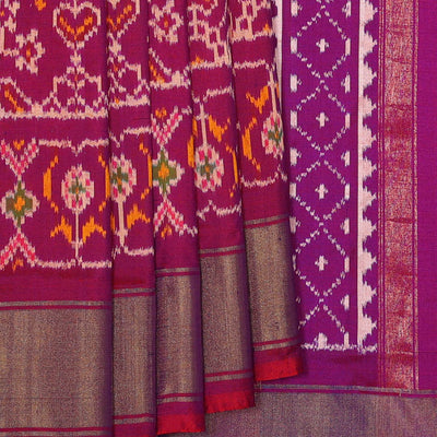 Ikat Silk Dark Red Saree