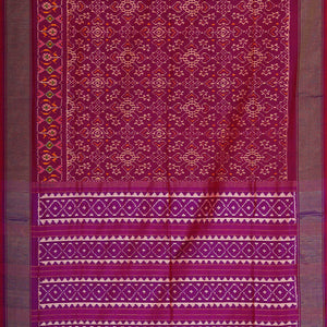 Ikat Silk Dark Red Saree