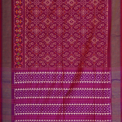 Ikat Silk Dark Red Saree