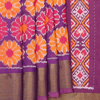 Ikat Silk Purple Saree