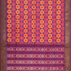 Ikat Silk Purple Saree