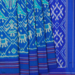 Ikat Silk Royal Blue Saree