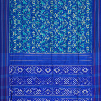 Ikat Silk Royal Blue Saree