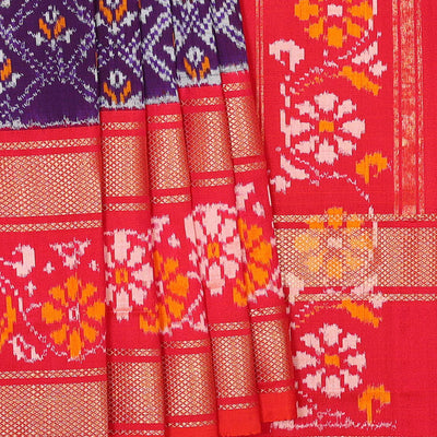 Ikat Silk Violet Saree