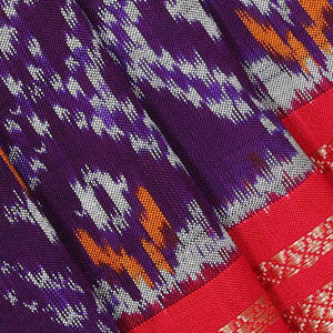 Ikat Silk Violet Saree