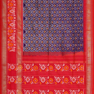 Ikat Silk Violet Saree