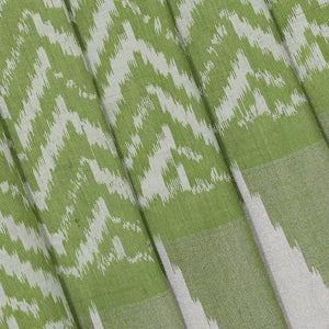Ikat Silk Golden Green Saree