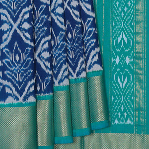 Ikat Silk Dark Blue Saree
