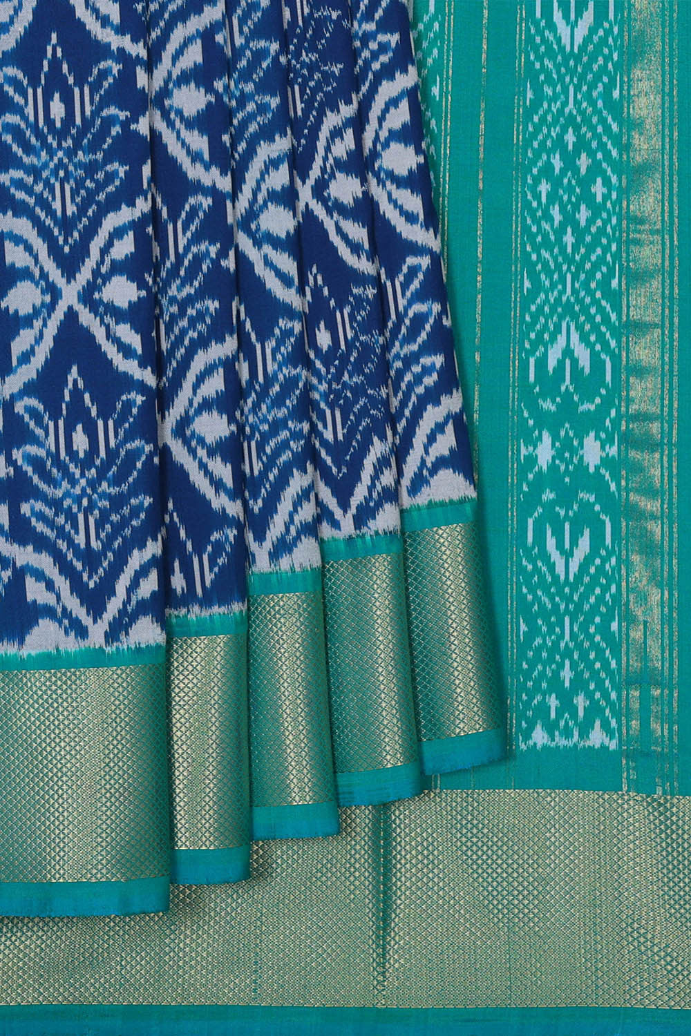 Ikat Silk Dark Blue Saree