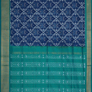 Ikat Silk Dark Blue Saree