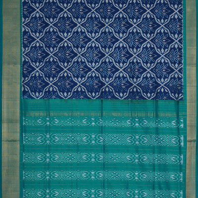Ikat Silk Dark Blue Saree