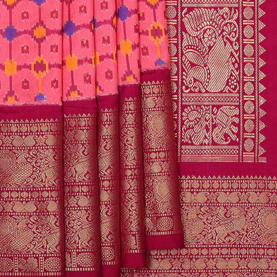 Kanchi Ikat Pink Saree