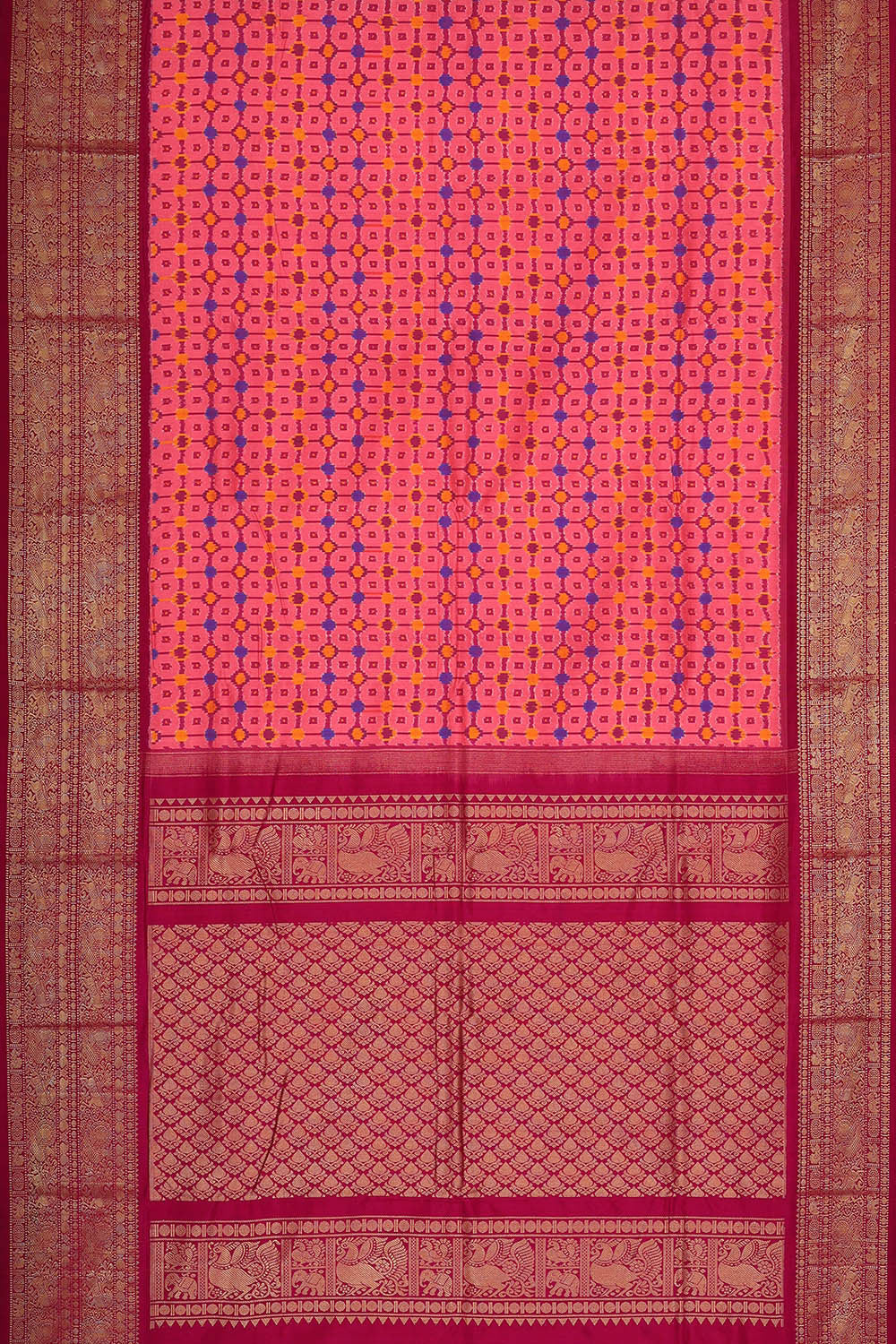 Kanchi Ikat Pink Saree