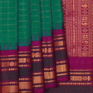 Gadwal Silk Teal Green Saree