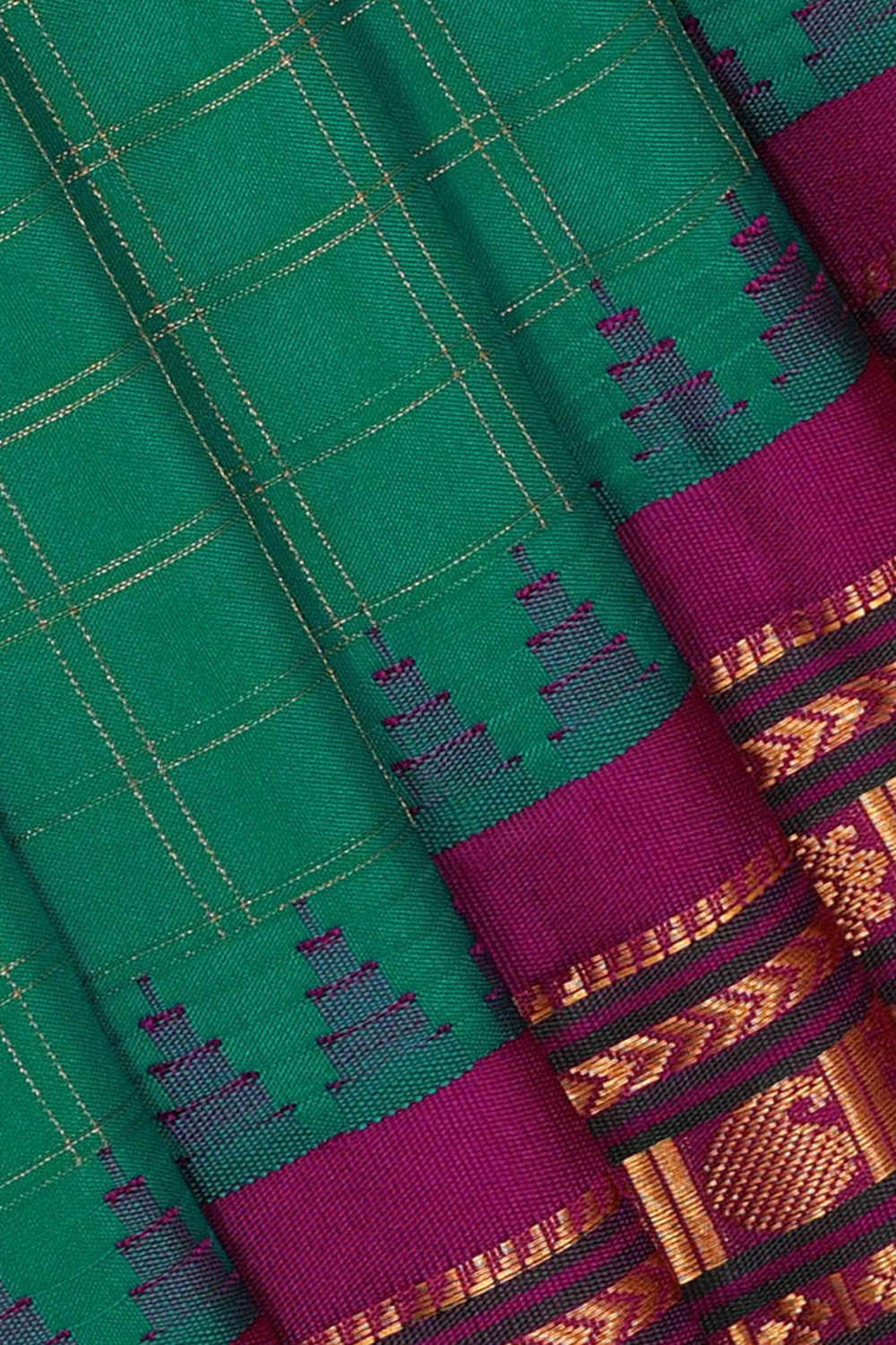 Gadwal Silk Teal Green Saree