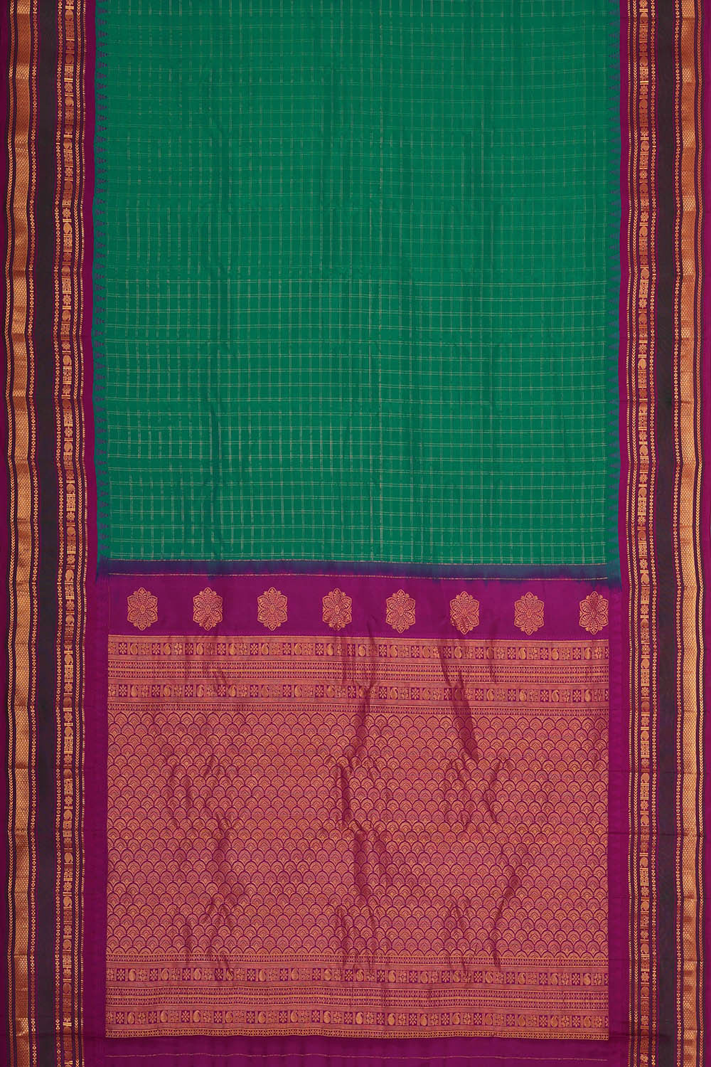 Gadwal Silk Teal Green Saree