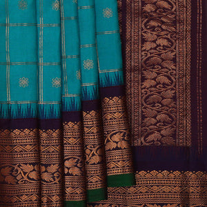Gadwal Silk Teal Blue Saree