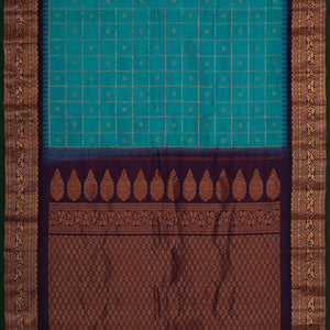 Gadwal Silk Teal Blue Saree
