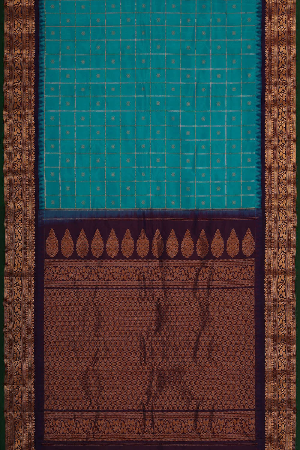 Gadwal Silk Teal Blue Saree