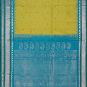 Gadwal Silk Spring Green Kattam Saree