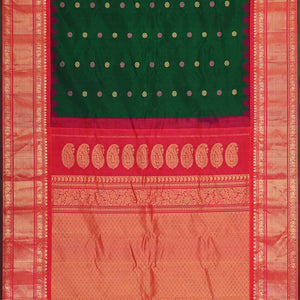 Gadwal Silk Bottle Green Saree