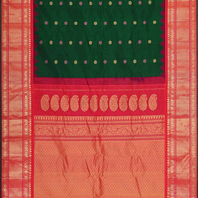 Gadwal Silk Bottle Green Saree