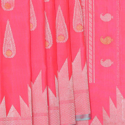 Gadwal Silk Peach Pink Saree