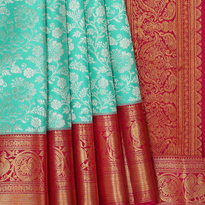 Kanchipattu Aqua Blue Brocade Saree