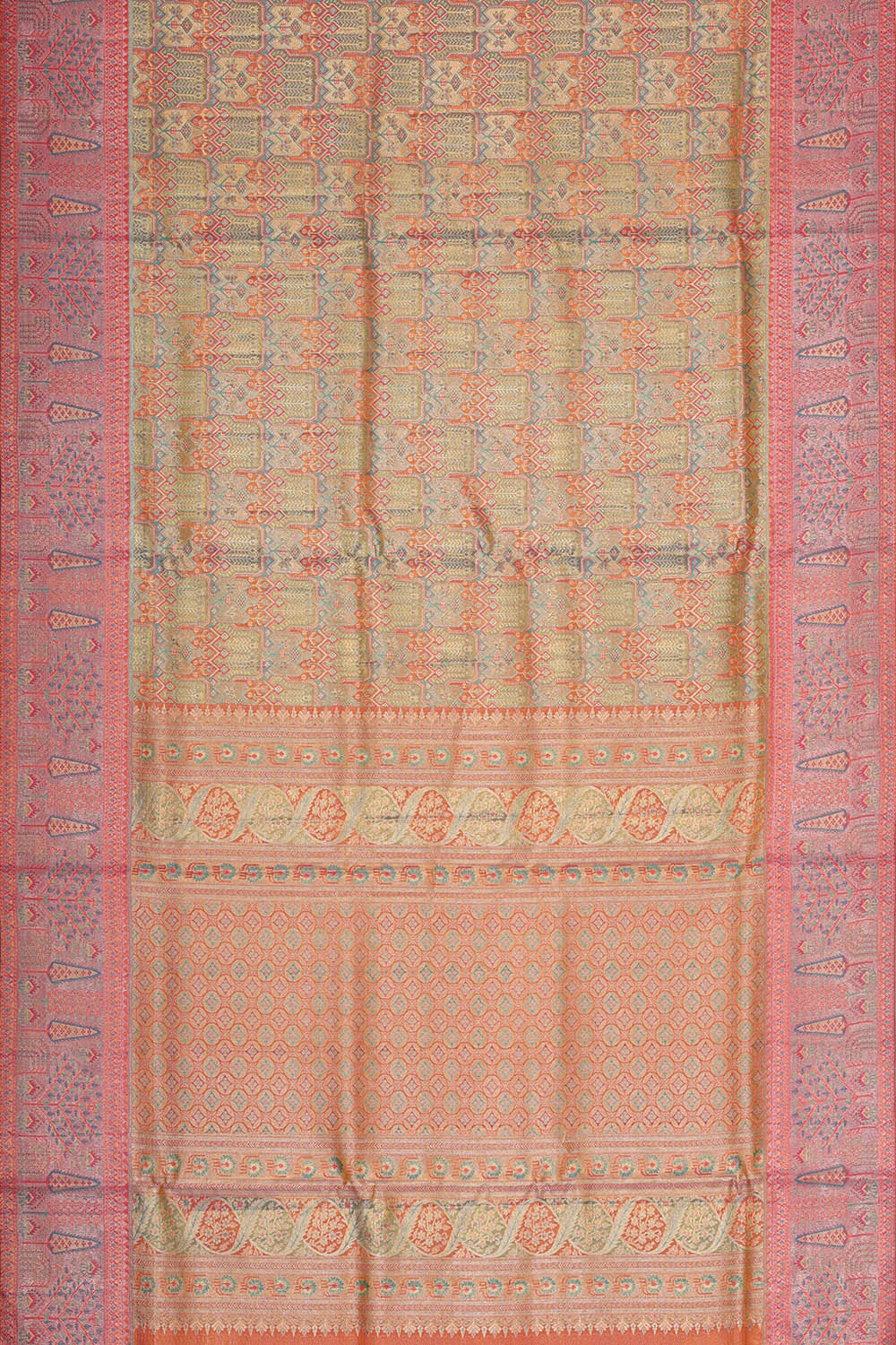 Kanchipattu Blue Tissue Brocade Saree