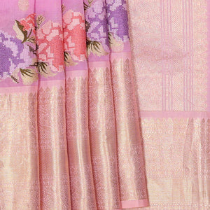 Kanchi Kora Lavender Pink Brocade Saree