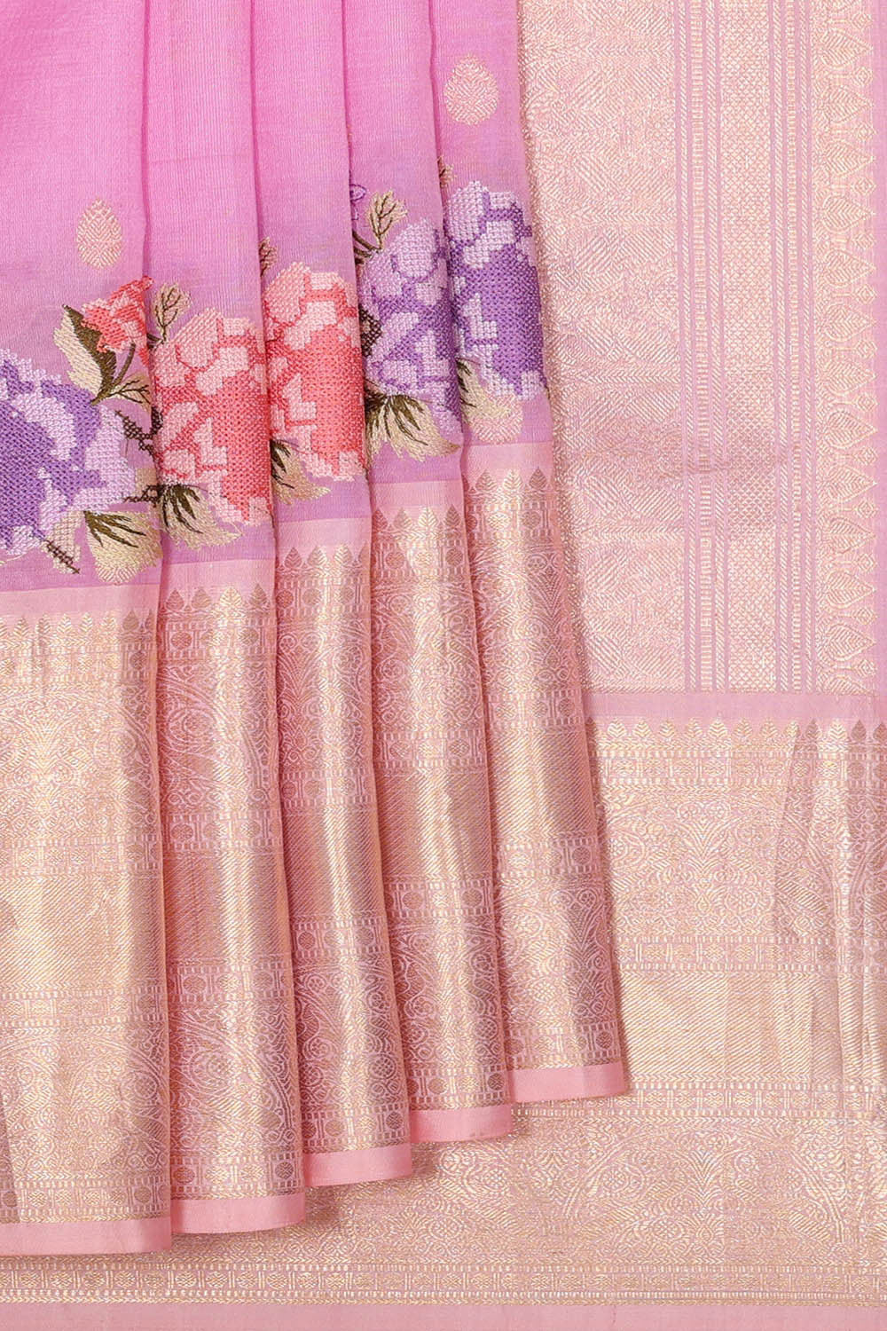 Kanchi Kora Lavender Pink Brocade Saree